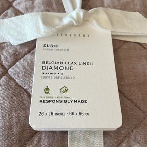 Pottery Barn Belgian Flax Linen Diamond Quilted Euro Shams (s/2), Smoky Quartz